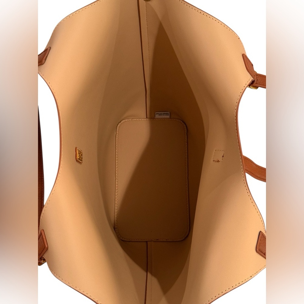 Miztique Cognac Isabelle 2 In 1 Scoop Neck Tote Vegan Leather Removable Pouch - Picture 9 of 16